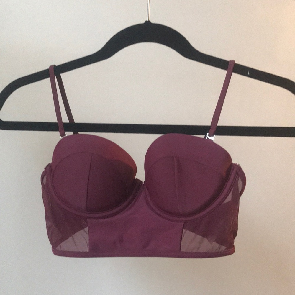 Forever 21 Mesh Maroon Bandeau Bikini Top